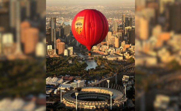 Giant Pink Cricket Ball Soars Over Melbourne Cricket Ground Ahead Of Women’s Day-Night Test Giant Pink Cricket Ball Soars Over Melbourne Cricket Ground Ahead Of Women’s Day-Night Test